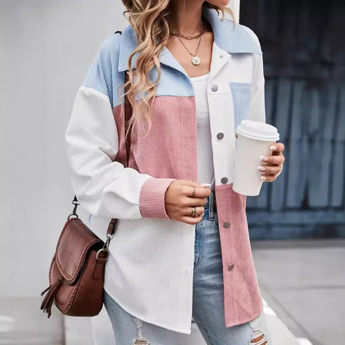 Amarae Women's Corduroy Jacket with Color Block Design