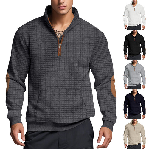 Men's sporty hoodie with half-zip and textured design Amarae