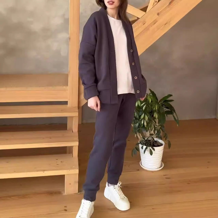 Women oversized casual sweatshirt with buttons Lune London