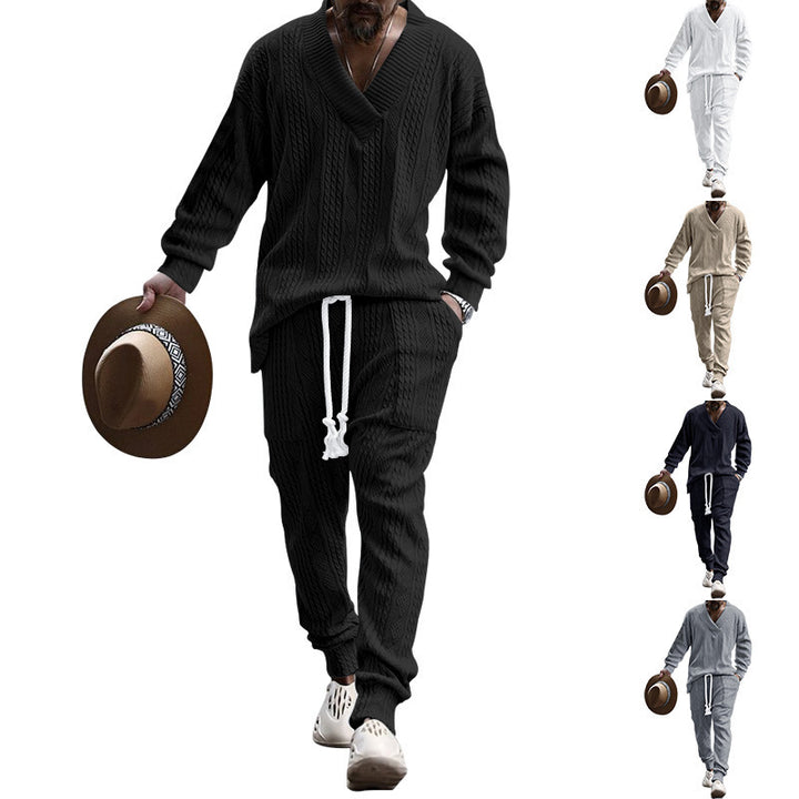 Knit suit for men with V-neck and elastic waist Lune London