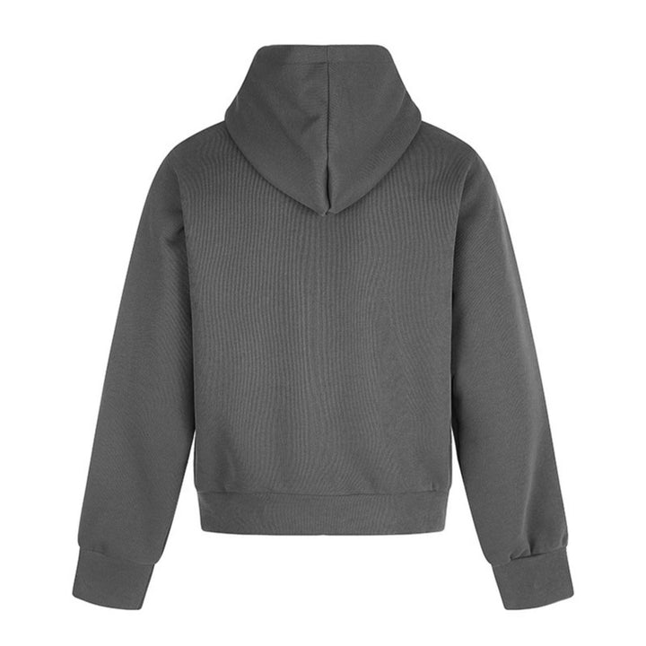 Ladies Hooded Zip Jacket with Stud Embellishment, Artwork Front Print and Kangaroo Pockets Amarae