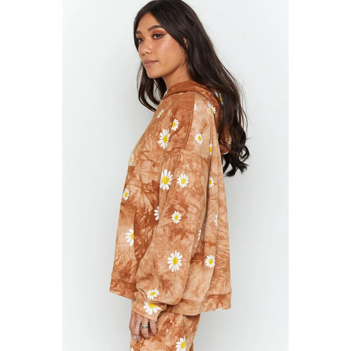Ladies Oversized Hooded Sweater with Floral Pattern Amarae