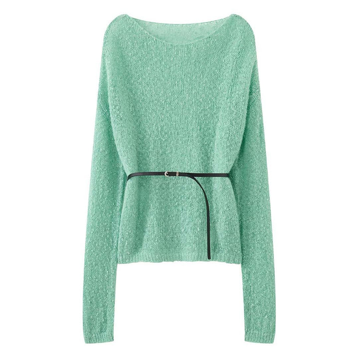 Ladies Airy Mohair-Mix Sweater with Soft Fuzzy Look and Dropped Shoulder Dropp