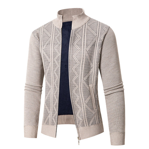 Men's knit jacket with elegant patterns and a modern high collar Amarae