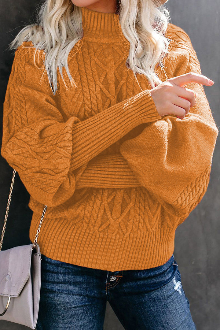Knitted sweater for women with high collar and textured pattern Lune London
