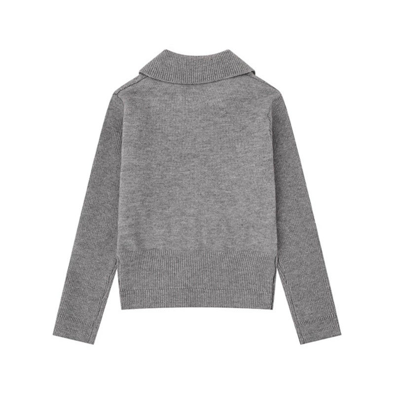 Women's fine knit polo sweater with cable pattern, decorative button trim and tailored fit Amarae