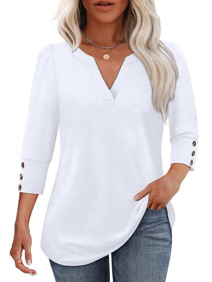 V-neck blouse for women with decorative button details Amarae