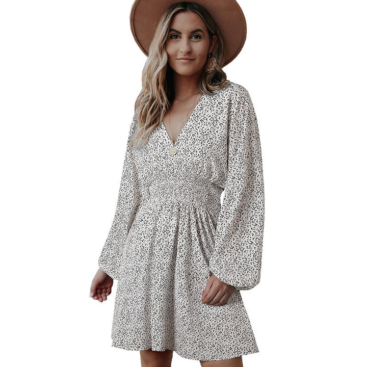 Dress women with V-neck and elegantly draped Lune London