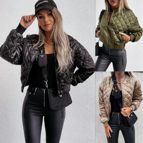 Quilted jacket for women with elastic waist and practical pockets Amarae