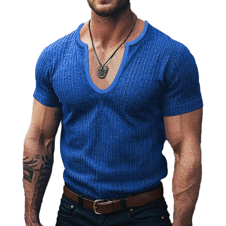 Men's V-neck ribbed T-shirt Lune London