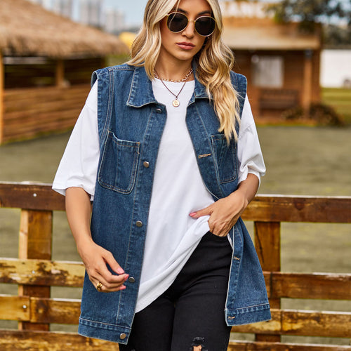 Ladies oversized denim jacket with stylish design and practical pockets Amarae