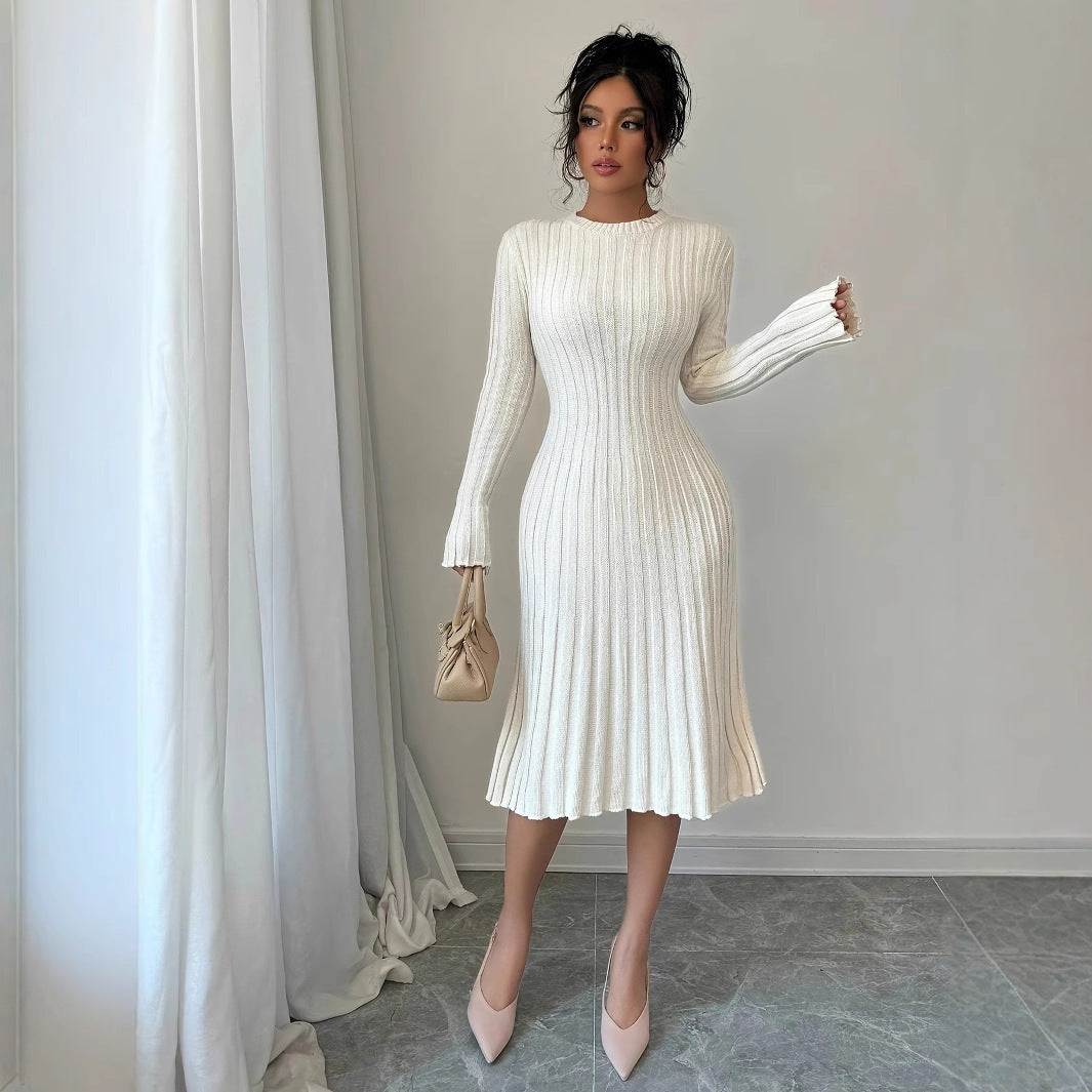 Elegant knit dress for women with structured rib design Lune London