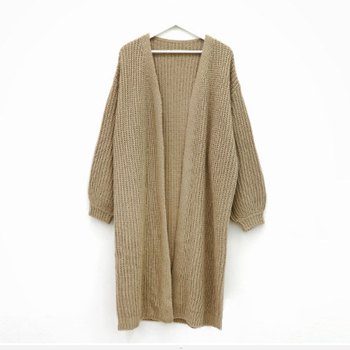 Knit coat for women with a relaxed fit and a deep V neck Lune London
