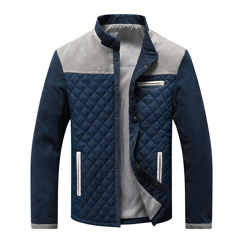 Quilted leisure jacket for men with brown suede accents Lune London
