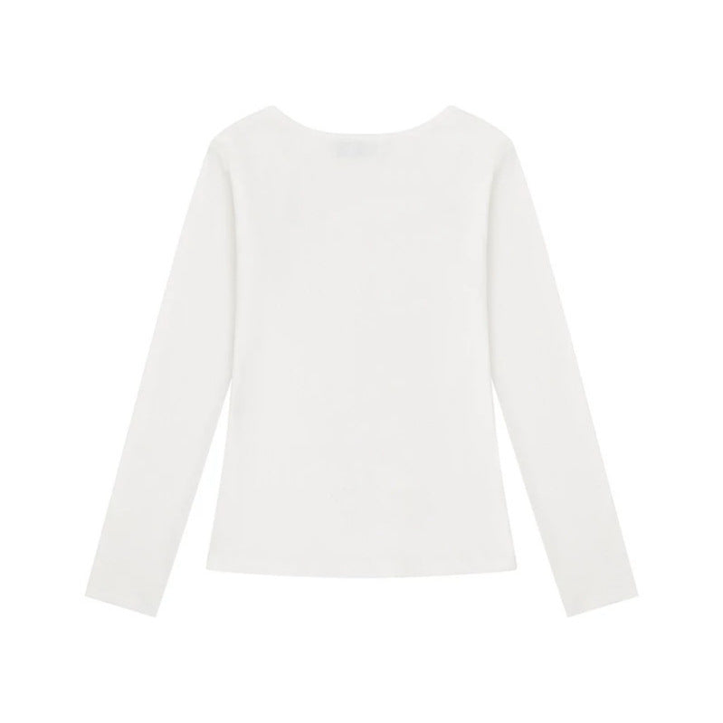 Women's long-sleeve shirt with round neckline, rhinestone print and angel motif Amarae