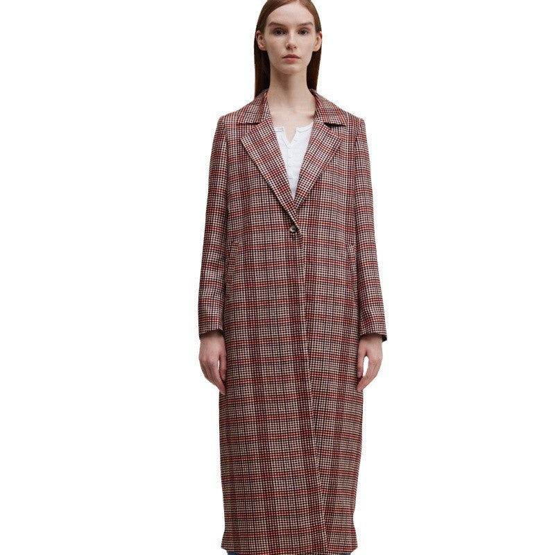 Women checkered coat elegant with double breasted and relaxed fit Amarae