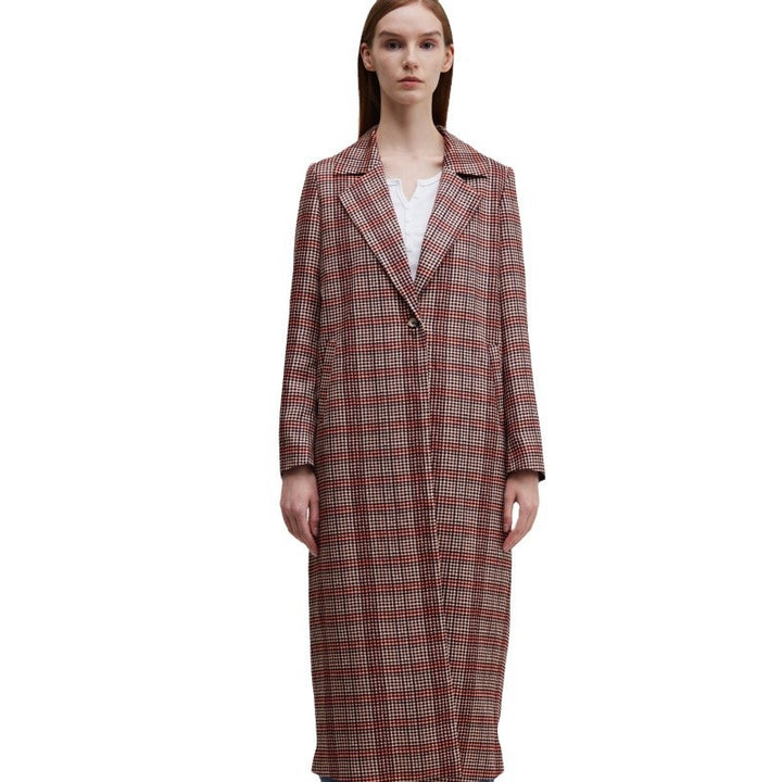 Women checkered coat elegant with double breasted and relaxed fit Amarae