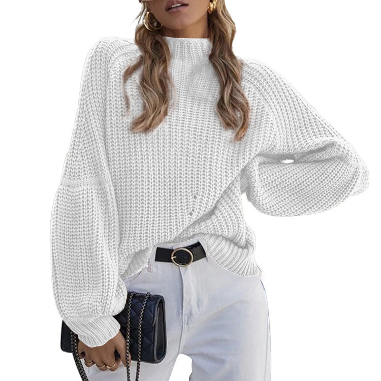 Knitted sweater for women with a loose fit and modern puff sleeves Lune London