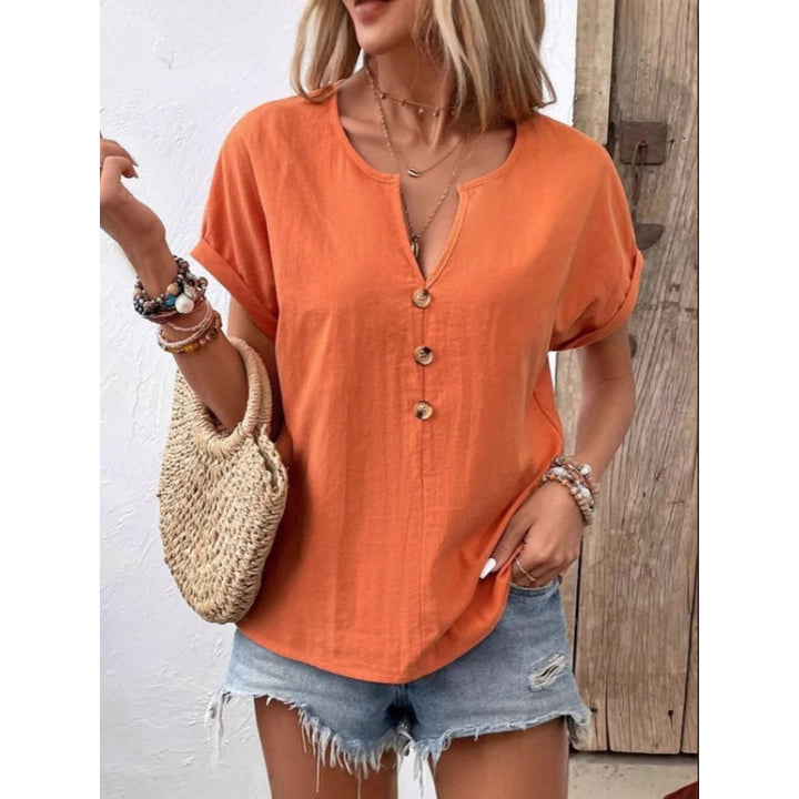 Casual blouse for women with button placket and round collar Amarae