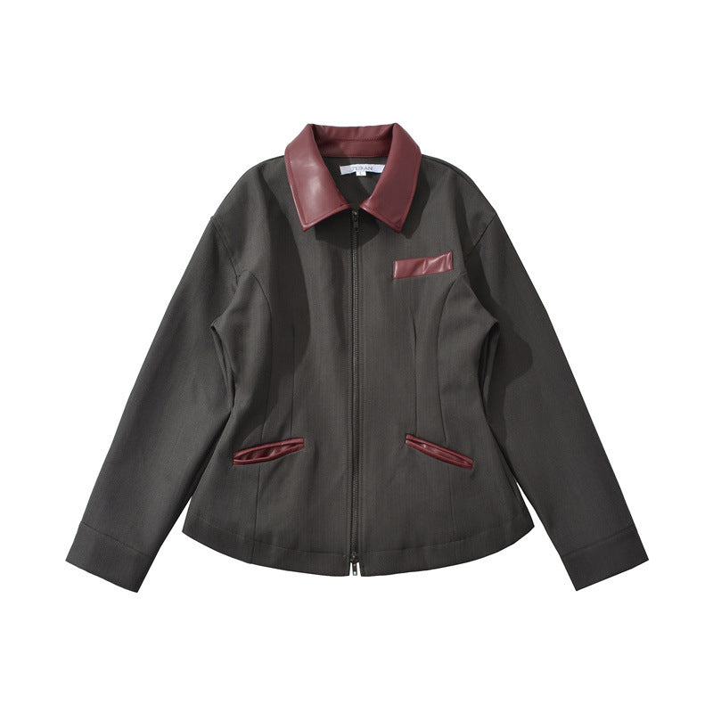 Ladies fashionable transition jacket with high collar and practical flap pockets Lune London