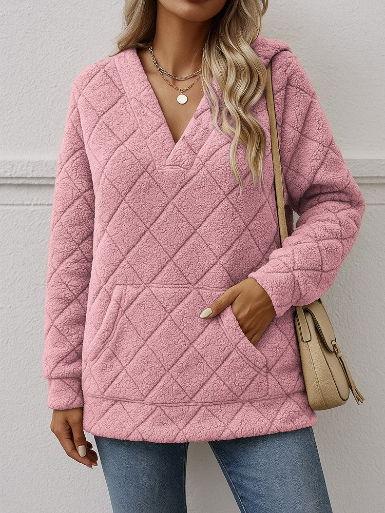 Ladies soft fleece sweater with V neck Lune London