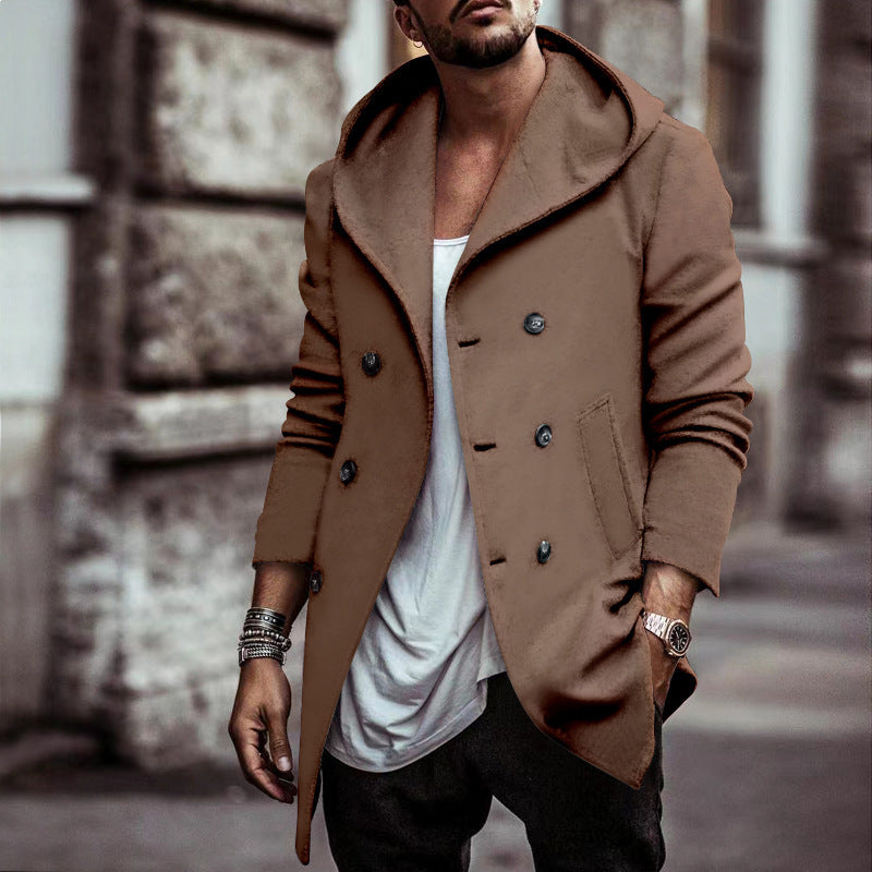 Urban coat for men with oversized hood and double-breasted Lune London