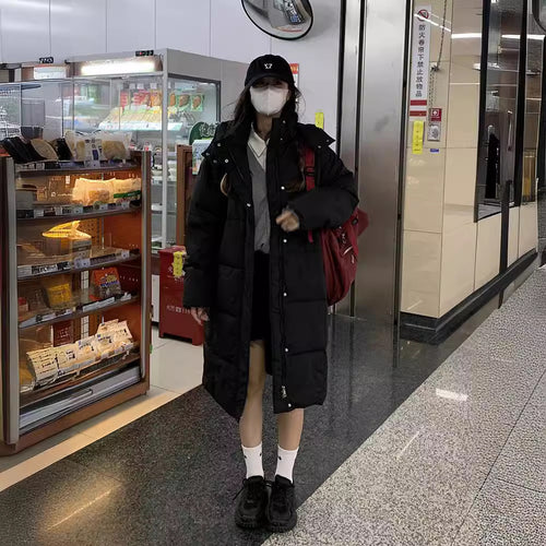 Ladies Long Quilted Coat with Practical Pockets Amarae