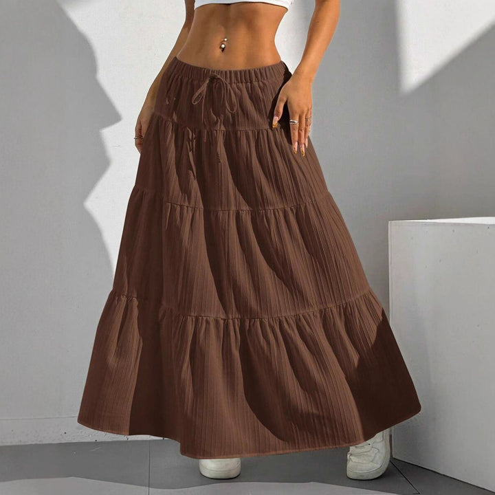 Maxi skirt for women with voluminous ruffle details and an elastic waistband Lune London