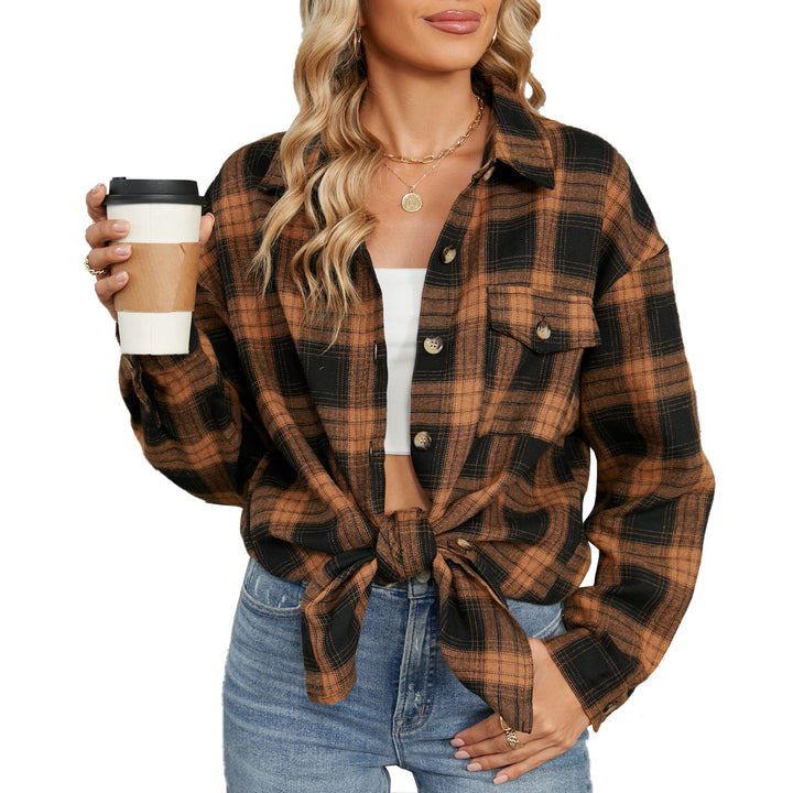 Women's oversized checkered shirt with a relaxed fit and button details Lune London