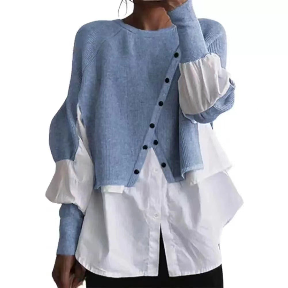 Pull en maille pour femme avec blouse intégrée et coupe asymétrique Chic & Stil