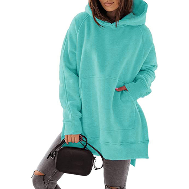 Oversized casual hoodie for women with side slits and kangaroo pocket Lune London