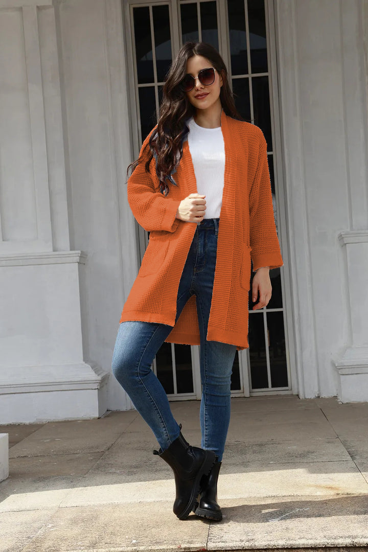Ladies large knitted cardigan with open pockets Lune London