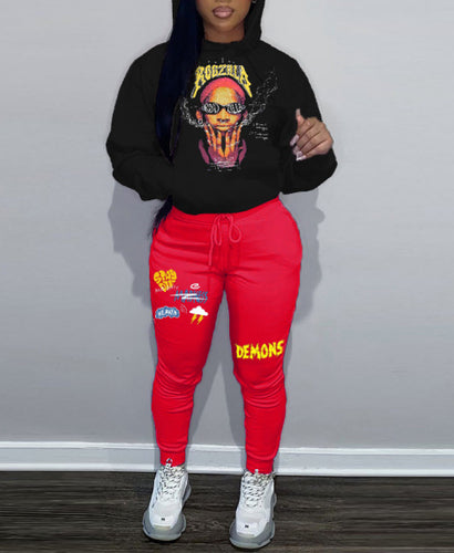 Trendy top and joggers set for women with creative graphics Amarae