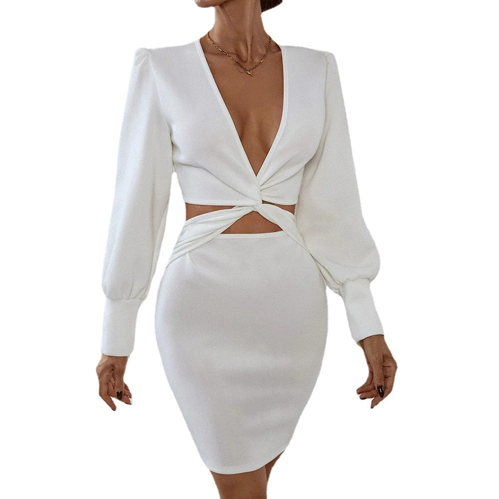 Robe portefeuille femme avec décolleté en V profond et détail de lien élégant Chic & Stil