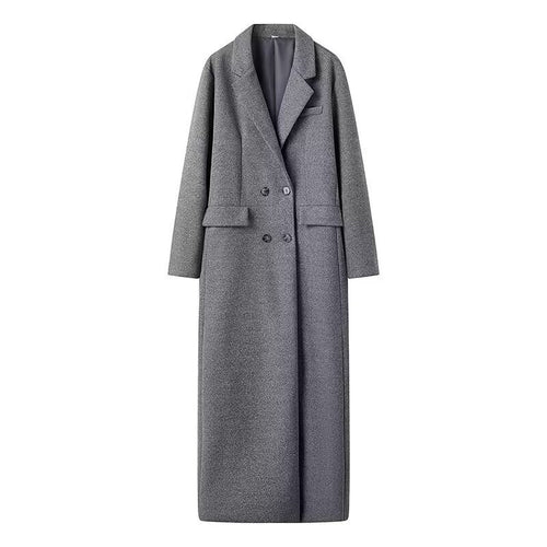 Elegant oversized wool coat for women with double-breasted buttons Amarae