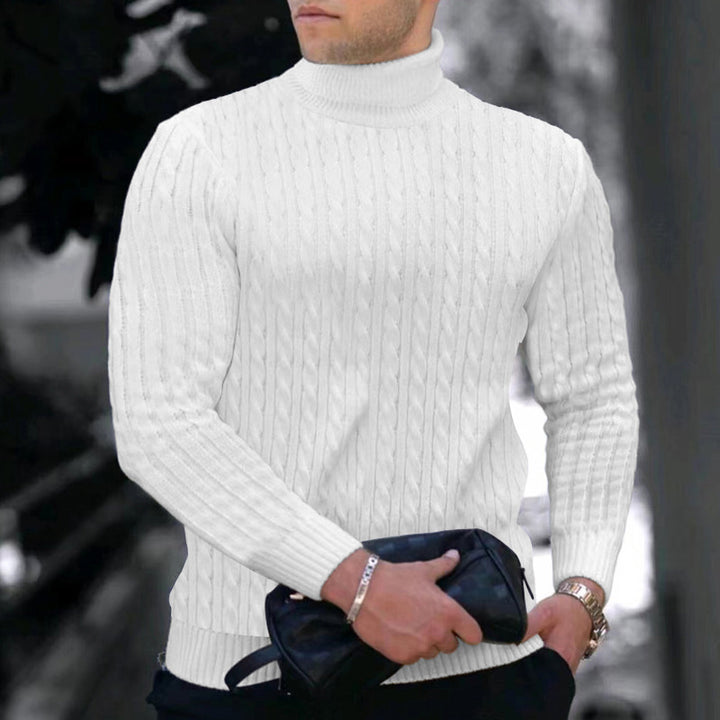 Elegant turtleneck sweater for men with an exquisite twist pattern structure Lune London