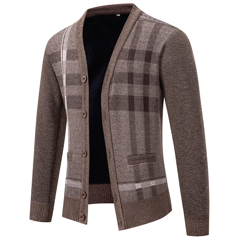 Men's knit jacket with a trendy plaid pattern and practical buttons Lune London