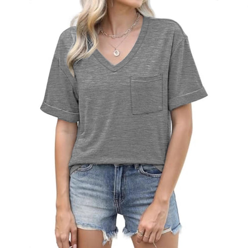 Ladies leisure V-neck T-shirt with pockets Amarae