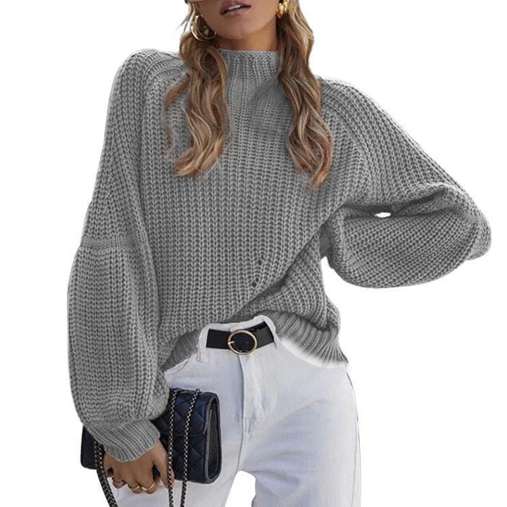 Chunky knit sweater for women with high collar and loose fit Lune London