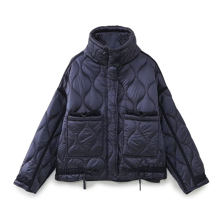 Women's quilted jacket with standing collar oversized short jacket with drawstring Amarae
