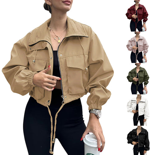 Amarae women's cropped leisure jacket with practical details and drawstring