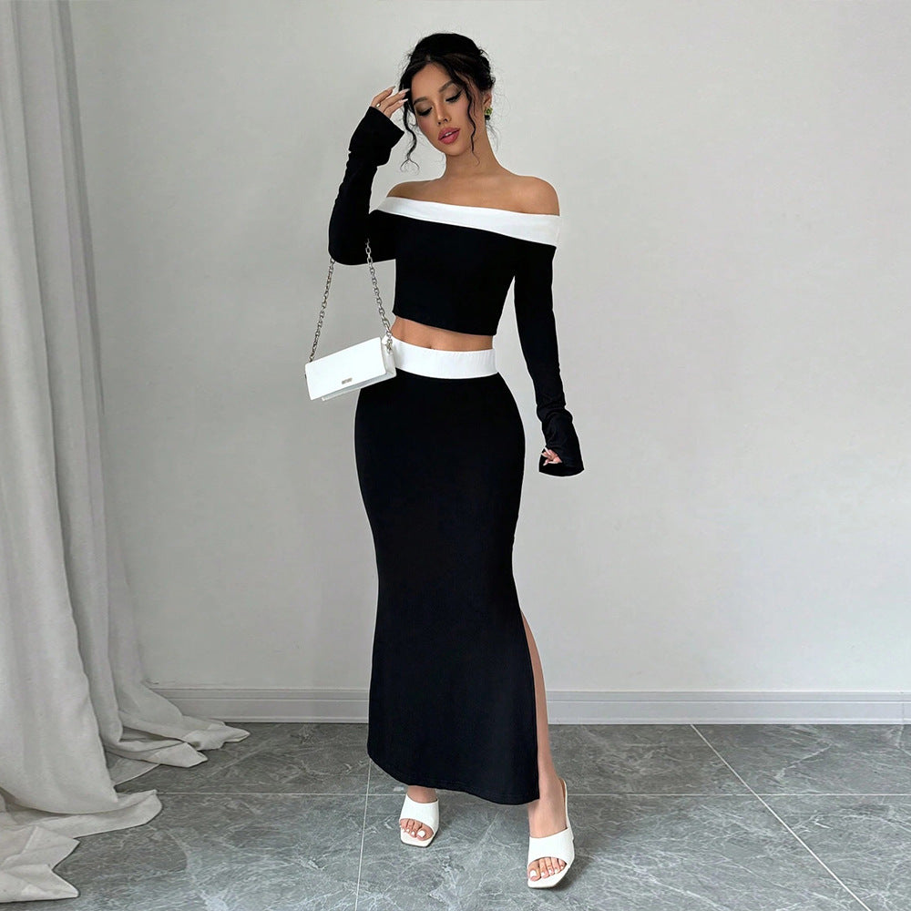 Ensemble de haut court et de jupe maxi pour femmes avec design décolleté Chic & Stil