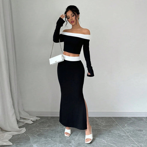 Ensemble de haut court et de jupe maxi pour femmes avec design décolleté Chic & Stil