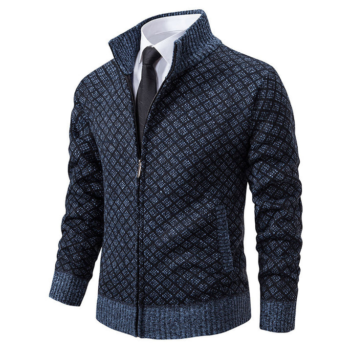 Women's knitted jacket with textured pattern and high collar Lune London