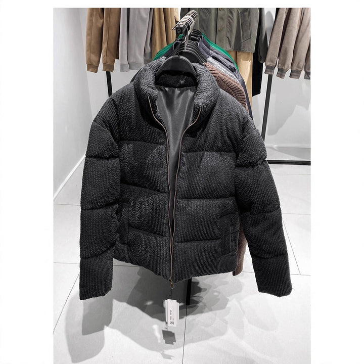 Men's short quilted jacket in cord structure with high stand-up collar Amarae