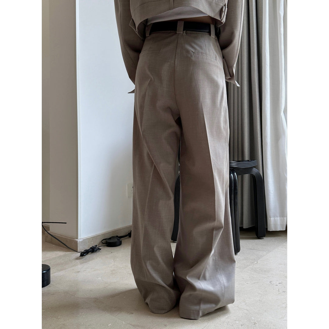 Women High-waisted Pleated Palazzo Pants with Sewn-in Side Pockets Amarae