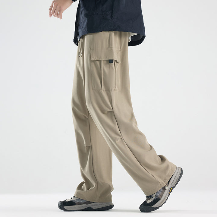 Men's Wide Tech Cargo Pants with Utility Pockets and Adjustable Waist Amarae