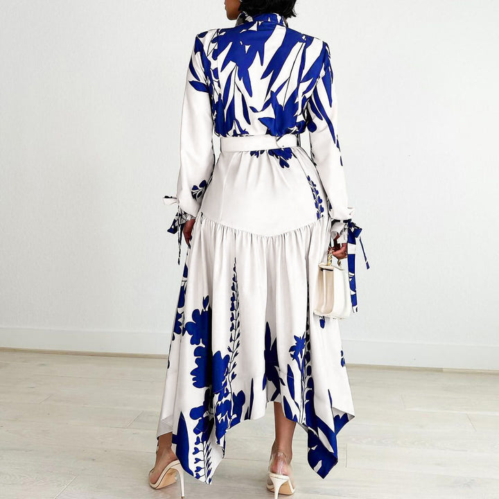 Shirt dress for women with a colorful floral design and a fitted belt Lune London