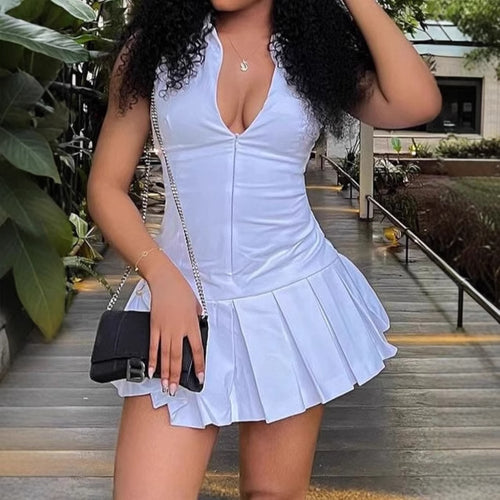 Mini dress for women with voluminous skirt and deep V-neck Amarae