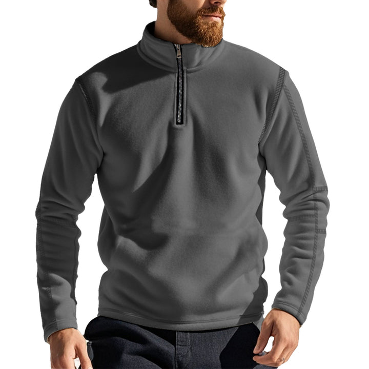 Men's Fleece Half-Zip Pullover with High Collar Comfortable Lune London